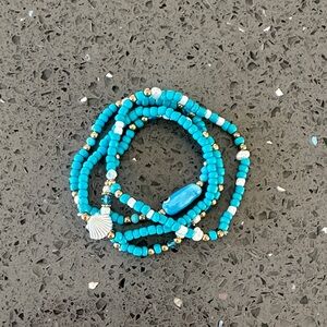 Turquoise Beaded Bracelet with Silver Accents